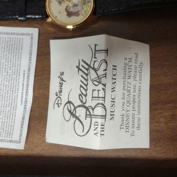 Disney Beauty and the Beast Black and Gold Pouch With Musical Watch - Picture 9 of 11